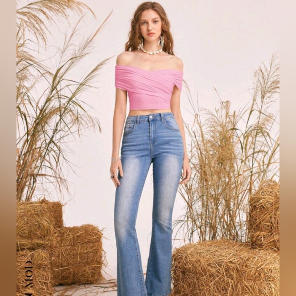 Off shoulder ruffled shirt womens